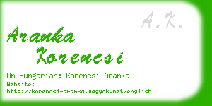 aranka korencsi business card